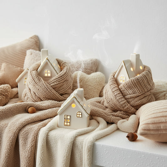 Maison d'arbre de noël en céramique, ornement créatif et lumineux, maison de neige, petite scène de noël, ornement de bureau